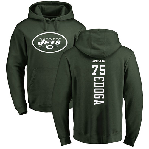 New York Jets Men Green Chuma Edoga Backer NFL Football #75 Pullover Hoodie Sweatshirts